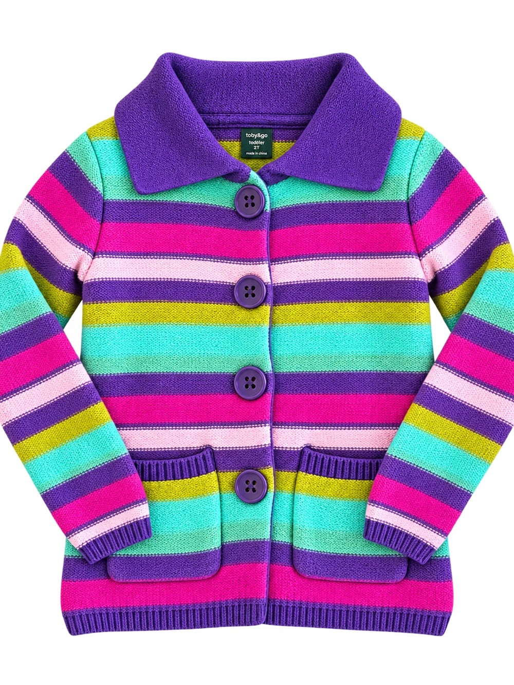 BabyGap Girls Multicolor Striped Knit Cardigan Sweater Size 4 Years